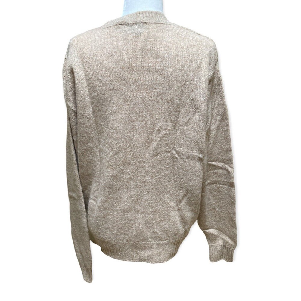 Vtg 90s Jantzen USA Wool Blend Cable Knit Sweater L Beige Grunge Fisherman Style - Picture 2 of 5